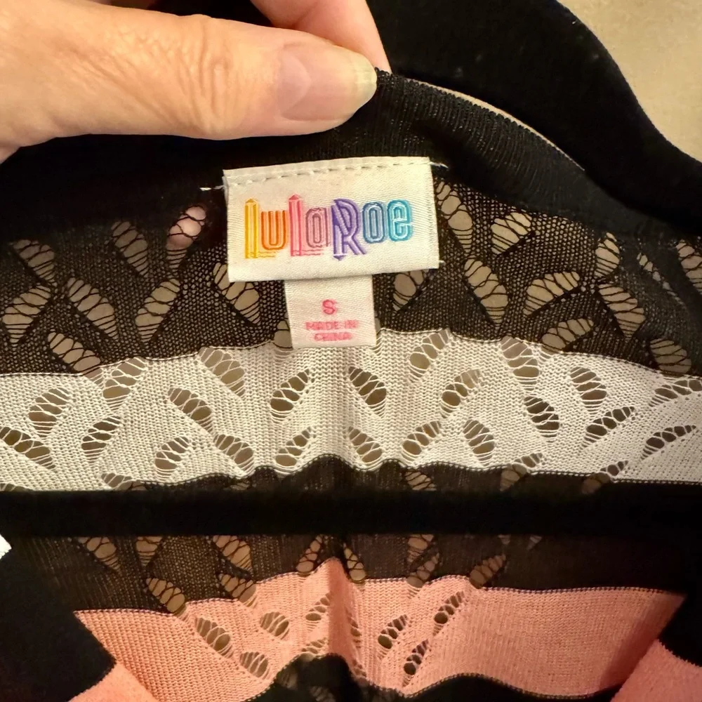 LuLaRoe Black and Pink Striped Cardigan - Picture 4 of 4